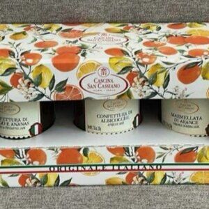 NEW San Cassiano Alba-Italy Jars of Apricot / Mango-Pineapple & Orange Jams